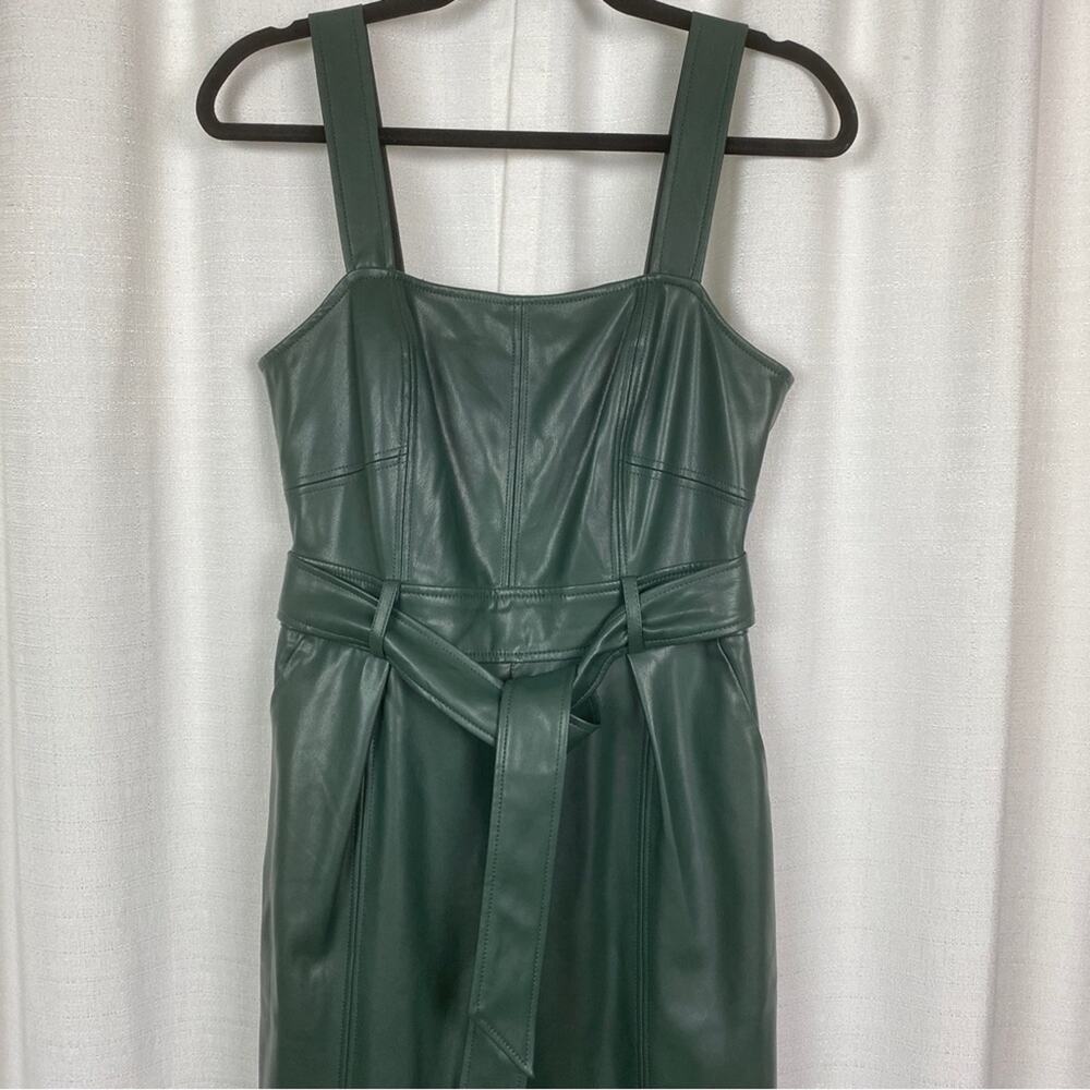 Anthropologie Green Faux Leather Samira Cropped Jumpsuit Sz.2 - Picture 5 of 16